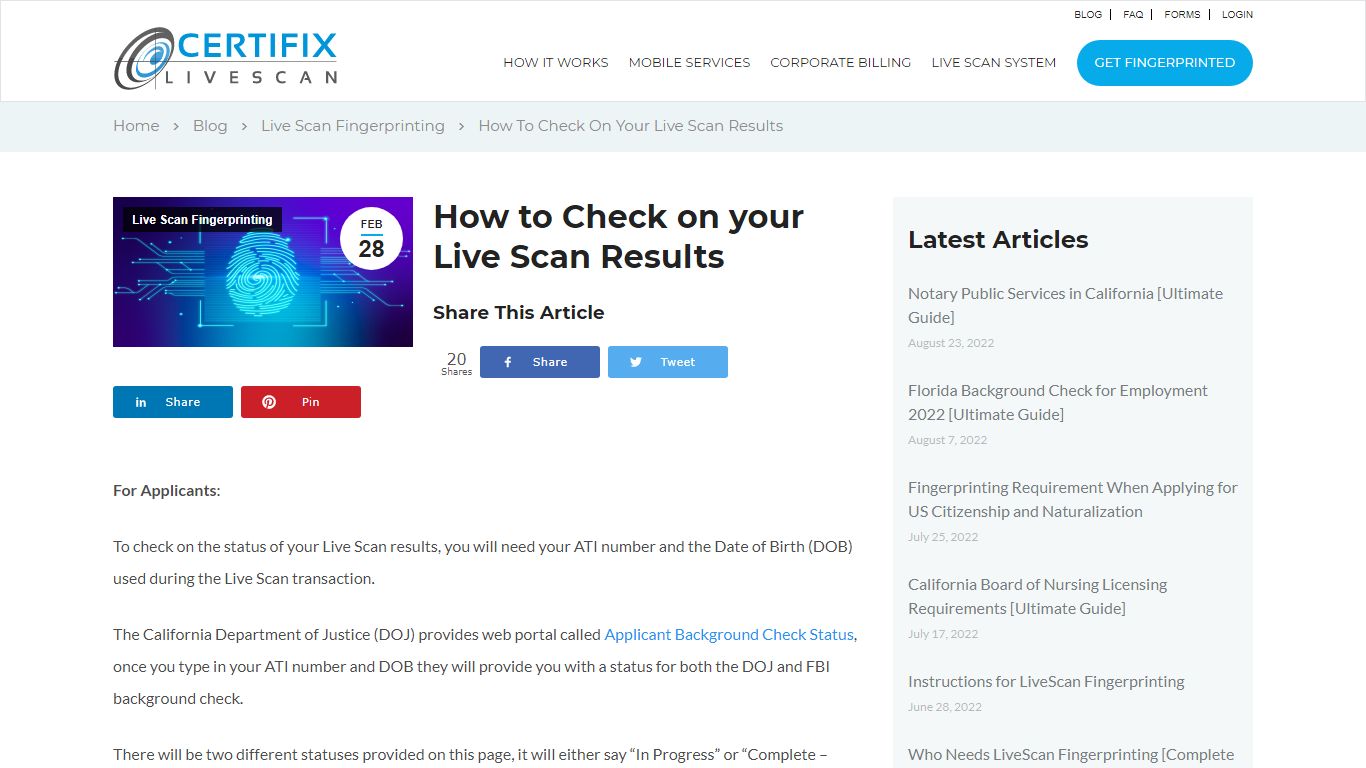 How to Check on your Live Scan Results