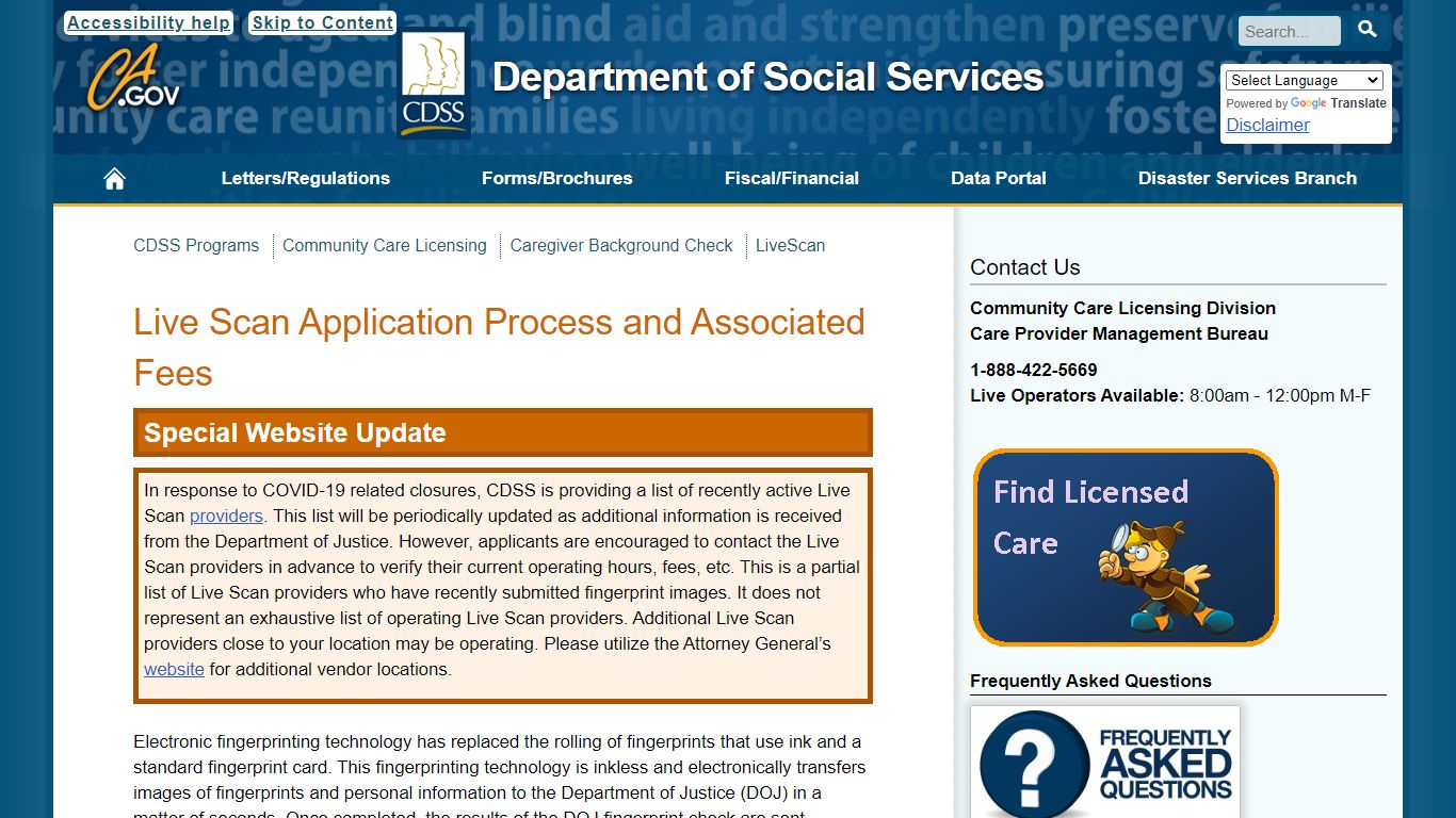 LiveScan - California Department of Social Services
